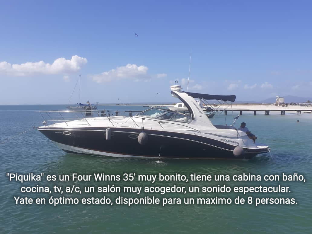 Yate four winns 35' muy bonito, tiene una cabina con baño, cocina, tv, a/c, un salón muy acogedor, un sonido espectacular
